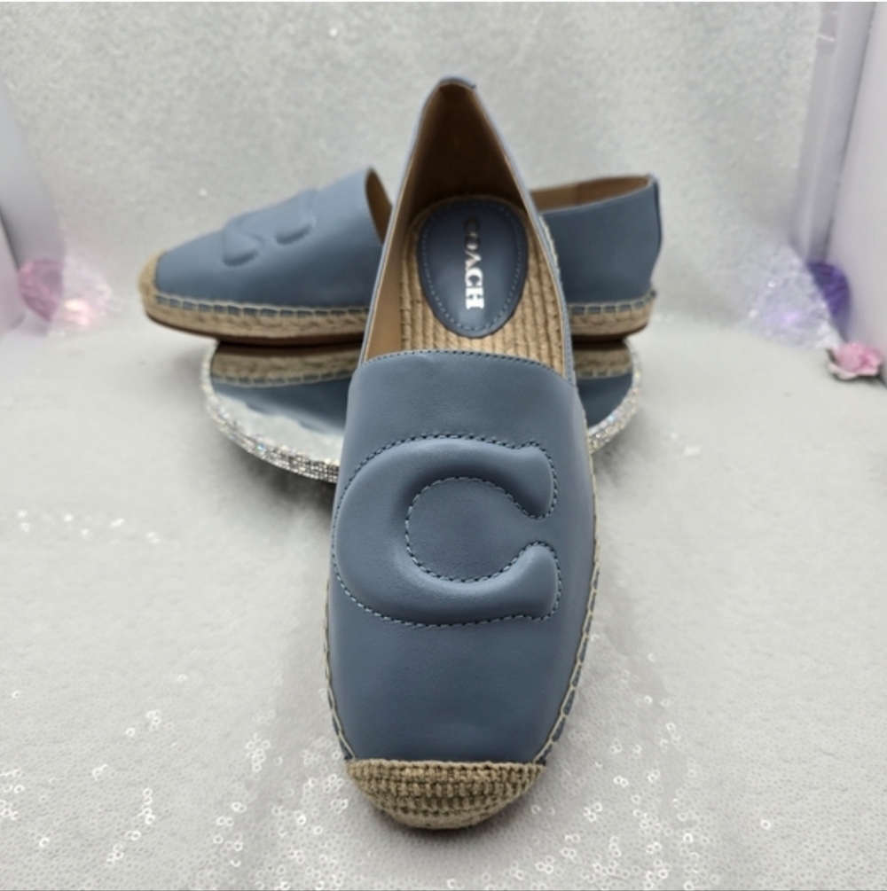 Coach Cruz Blue Leather Espadrille Slip on Women's sz 10